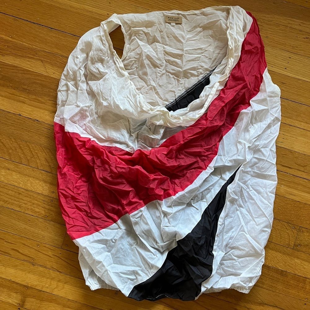 Piko 1988 silk cotton drapey neck tank top parachute geometric color block M S
